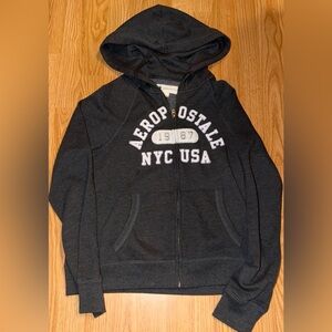 Aeropostale Gray Zip-Up Hoodie with NYC Graphic